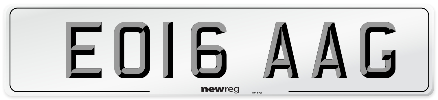 EO16 AAG Number Plate from New Reg